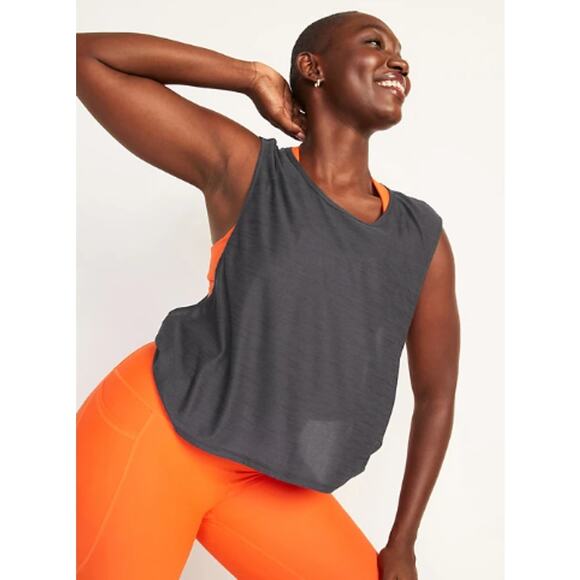 Old Navy Dark Gray Breathe ON Side-Twist Sleeveless Active Top Women Sz XXL - Picture 2 of 9